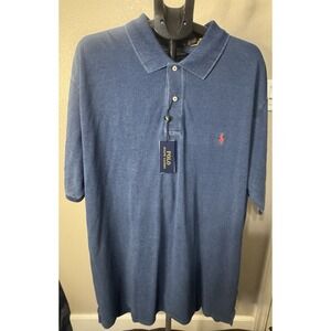 Polo Ralph Lauren Indigo Blue Mesh Polo Shirt Men 2LT Big Tall Cotton NWT